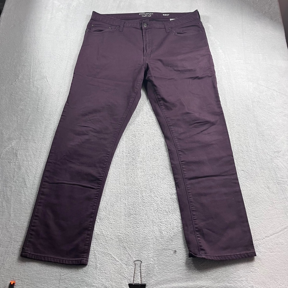 Banana Republic Travel Jean Mens 36x30 Slim Fit Purple Plum Cotton Stretch Pants